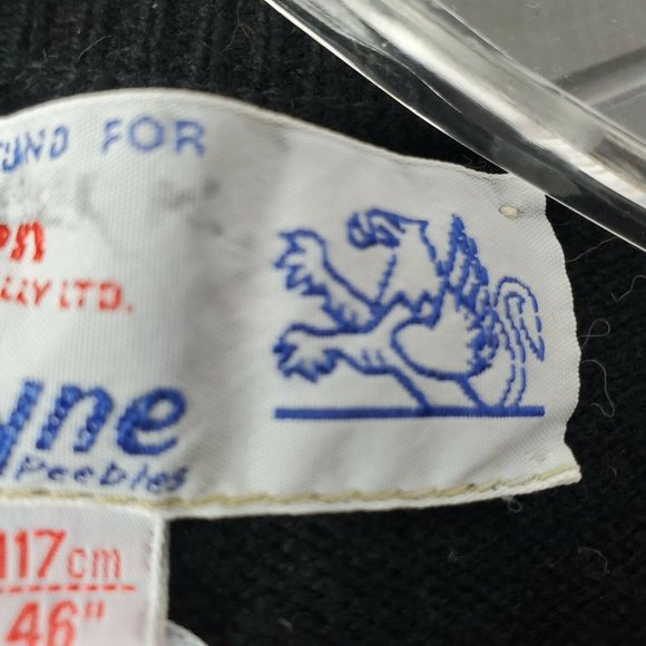 VTG Ballantyne Scotland 100% Cashmere V-Neck Men's Sweater Size 46" 117cm Black - Picture 5 of 6